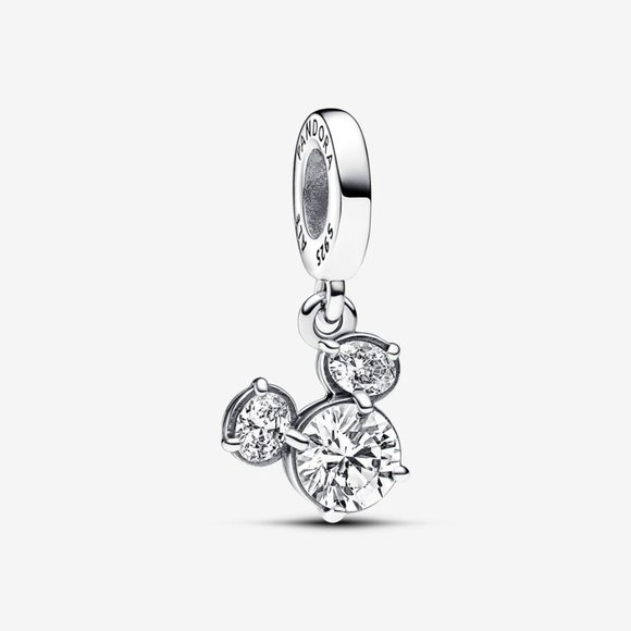 Pandora Disney Mickey Mouse Sparkling Head Silhouette Dangle Charm - Picture 4 of 4